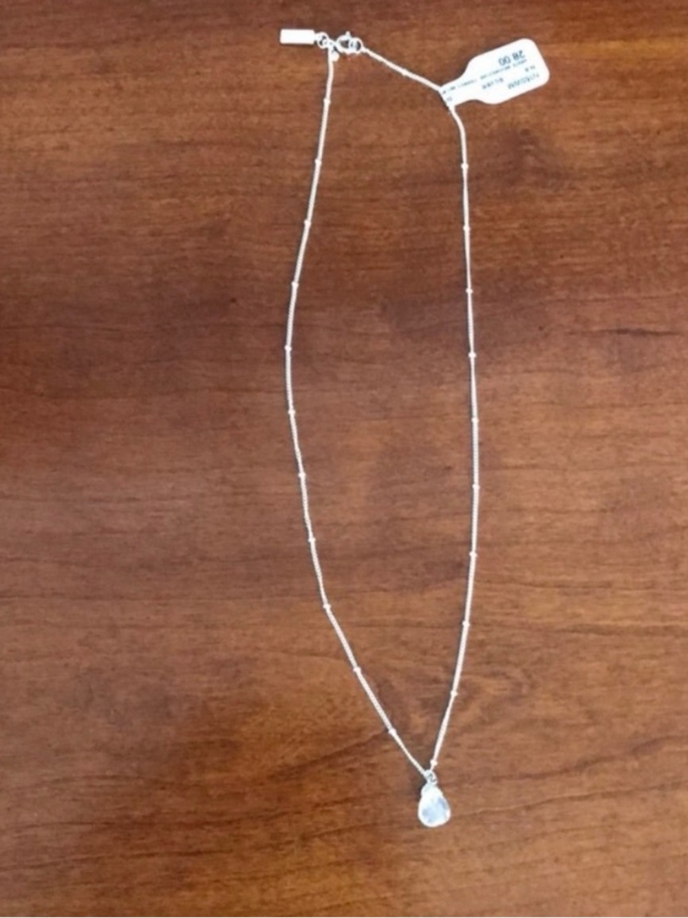 Elegant Silver Necklace with White moonstone Teardrop Pendant